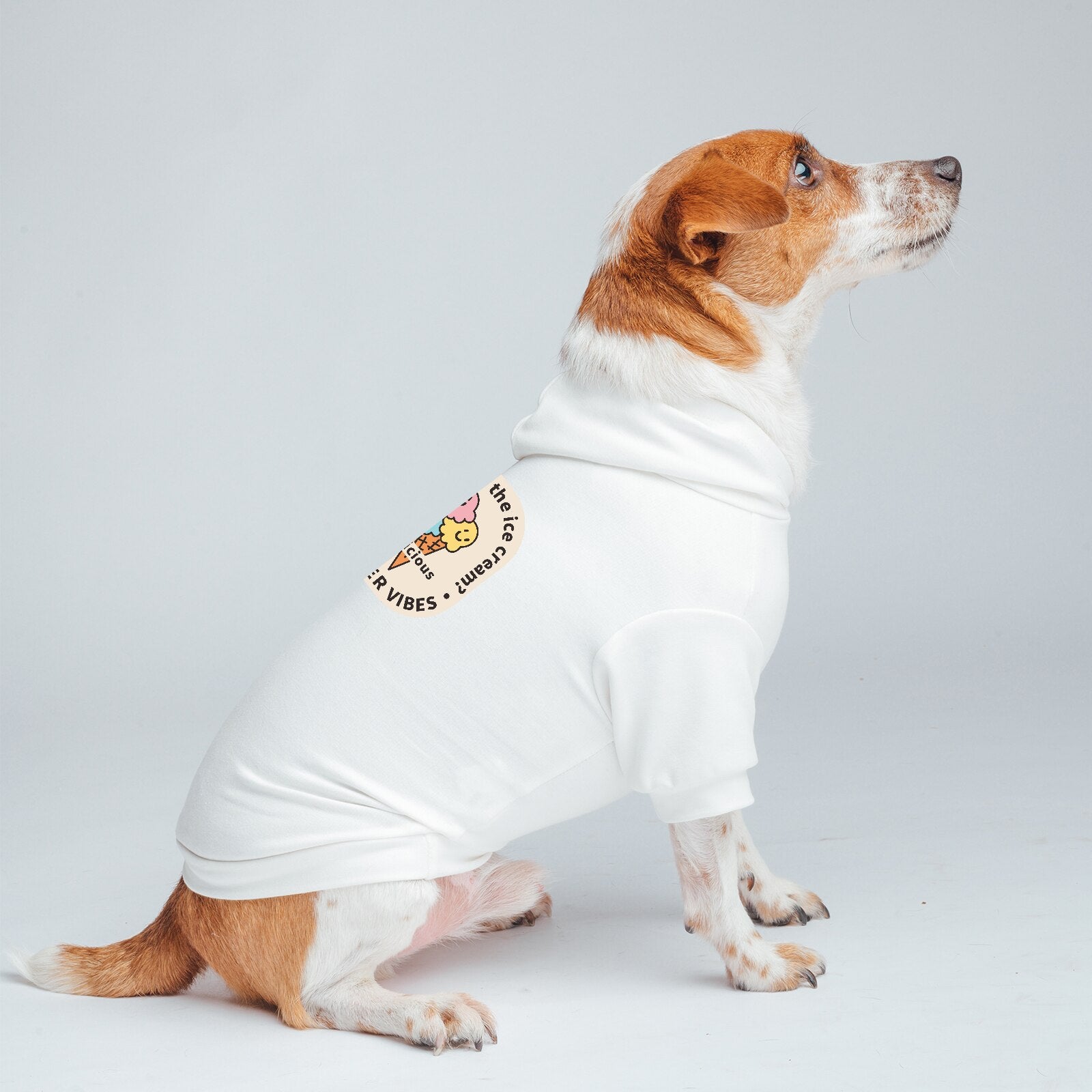 Dog Clothes Ice Cream Pattern Printed Hoodies for All Sizes Pet, Cute and Classic in Cotton Fabric, Stripe White Red