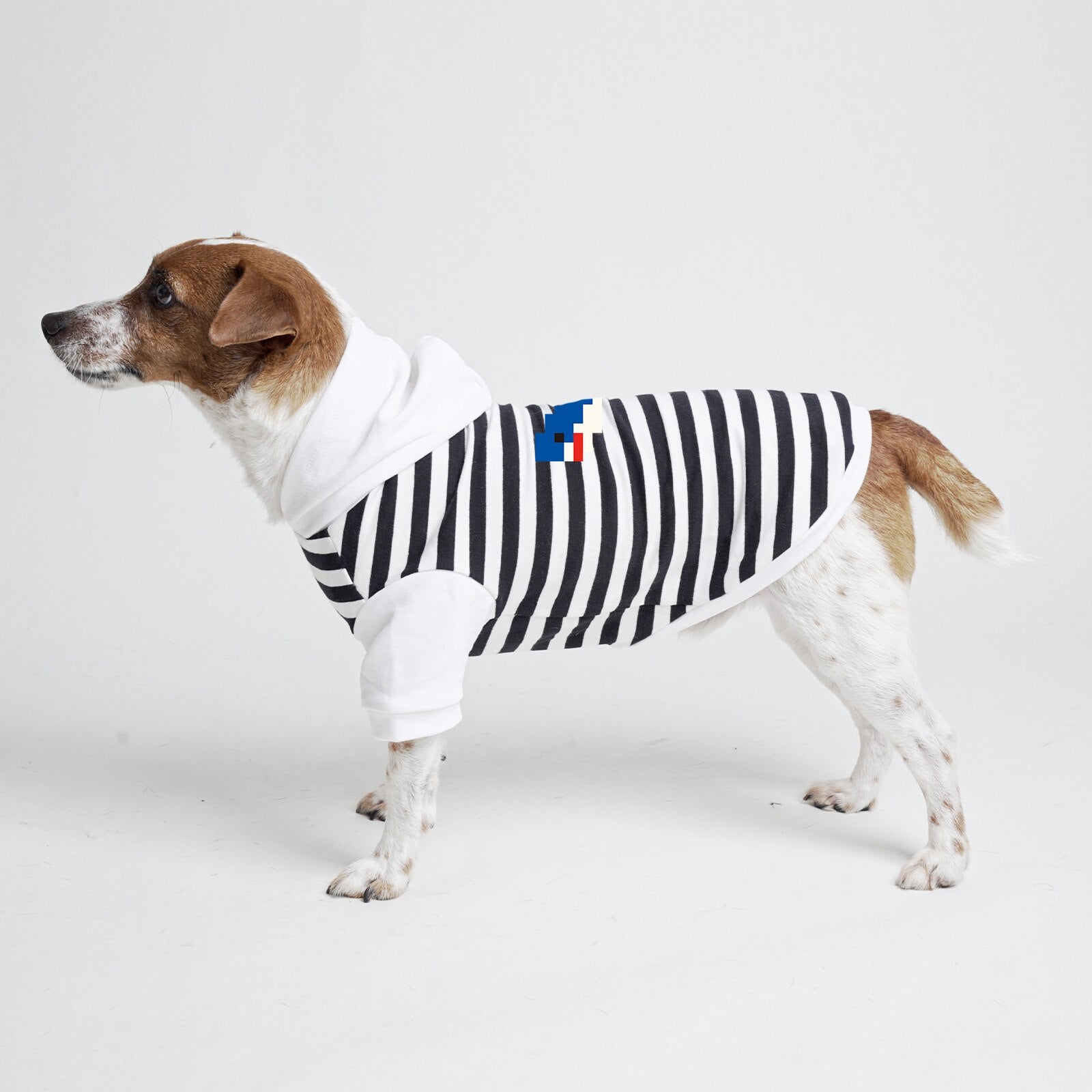 Dog Hoodie with Shark Pattern Printed Stripe White Red Clothes for Pets in Boys and Girls