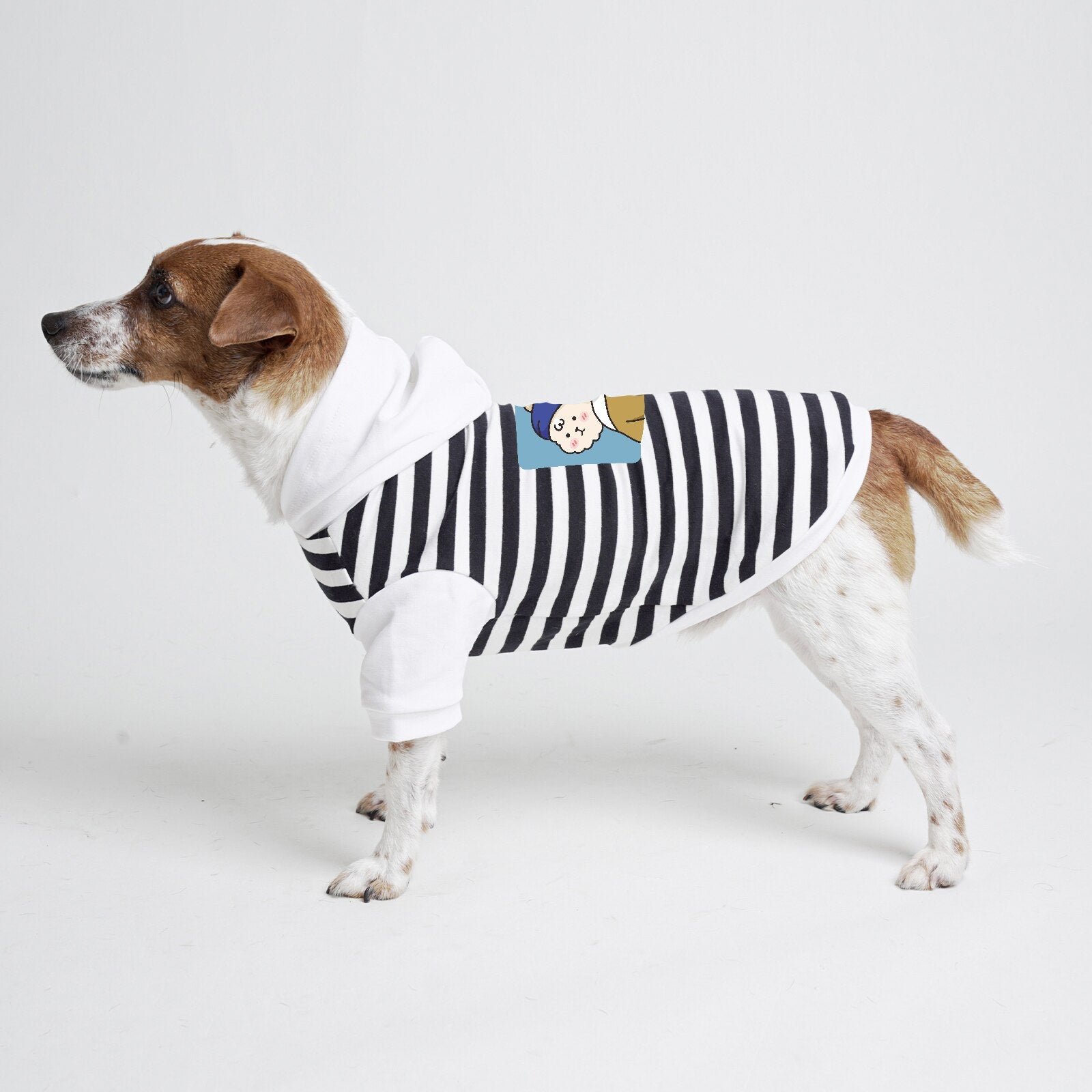 Funny Cute Pet Hoodies Stripe White Red for Dogs Cat in All Sizes and Ages Boys and Girls, Leash Hole and Big Hood Design