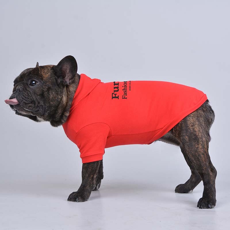 Dog Fashion Letter Printed Hoodie for All Size, Red and White with Leash Hole 2022 New Pet Clothes
