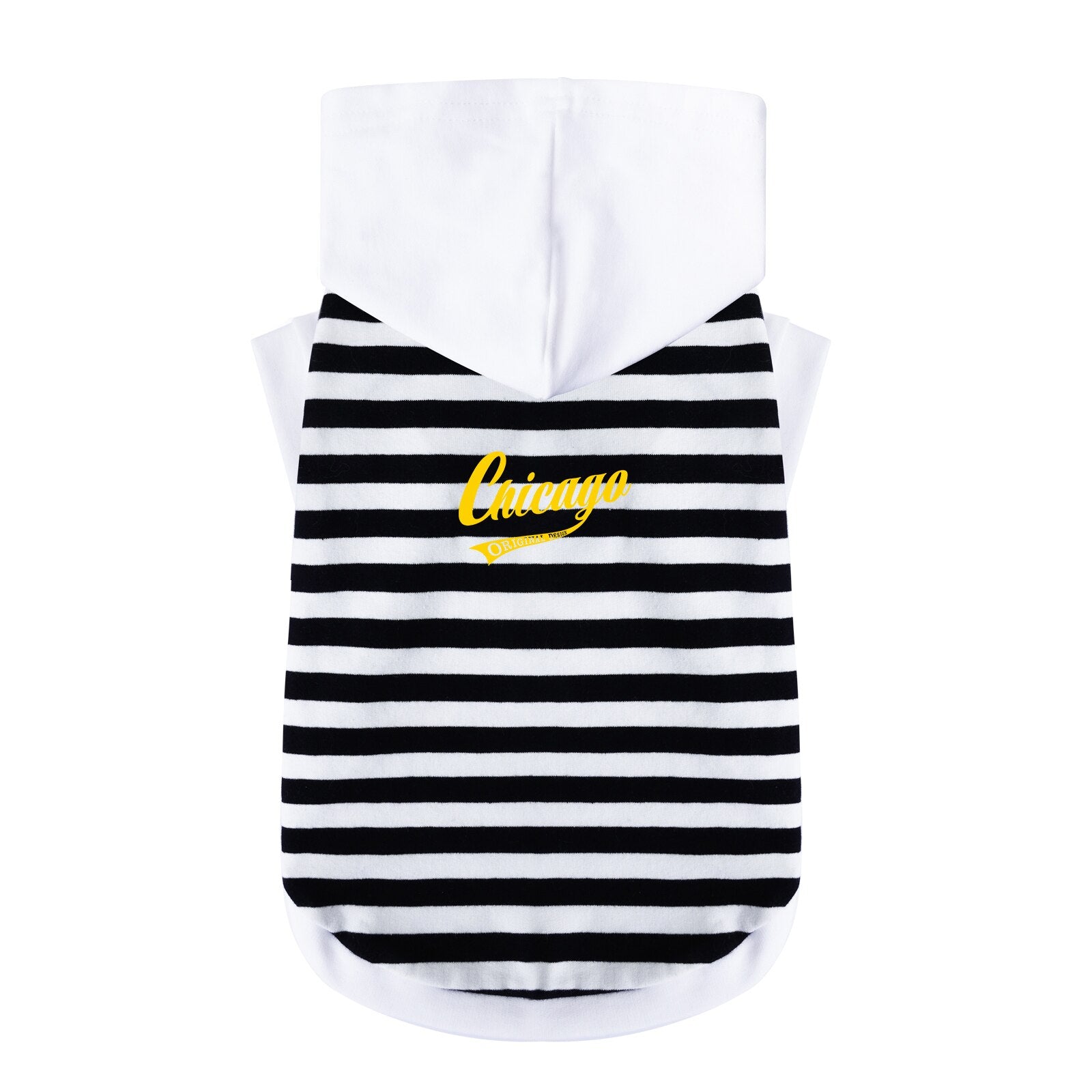 Dog Hoodies with Leash Hole Letter 'Chicago' Print Small Pet Clothes Zebra Stripe Red White 2022 New Cotton Soft Fabric