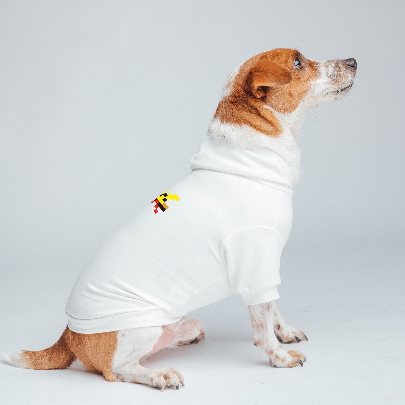 White Pet Hoodies with Cute Pattern Printed, Good Quality Classic Design Durable and Soft Fabric