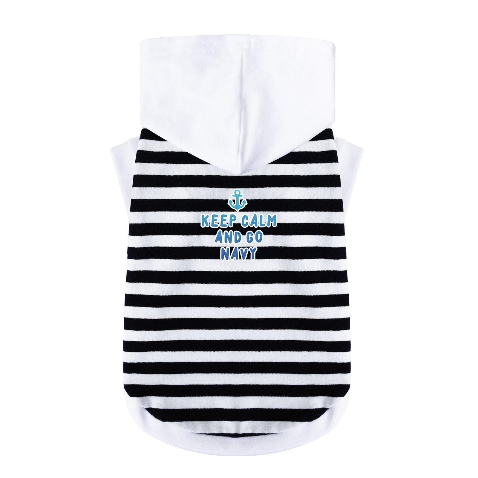 Classic Cute Dog Hoodie Pet Clothes Cotton Fabric, Stripe White and Red, Blue Letter Printed on the Back