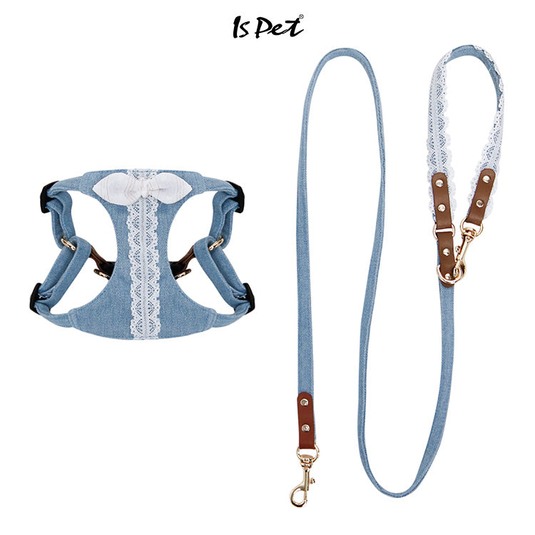 Lace Bow Demin Harness&leash