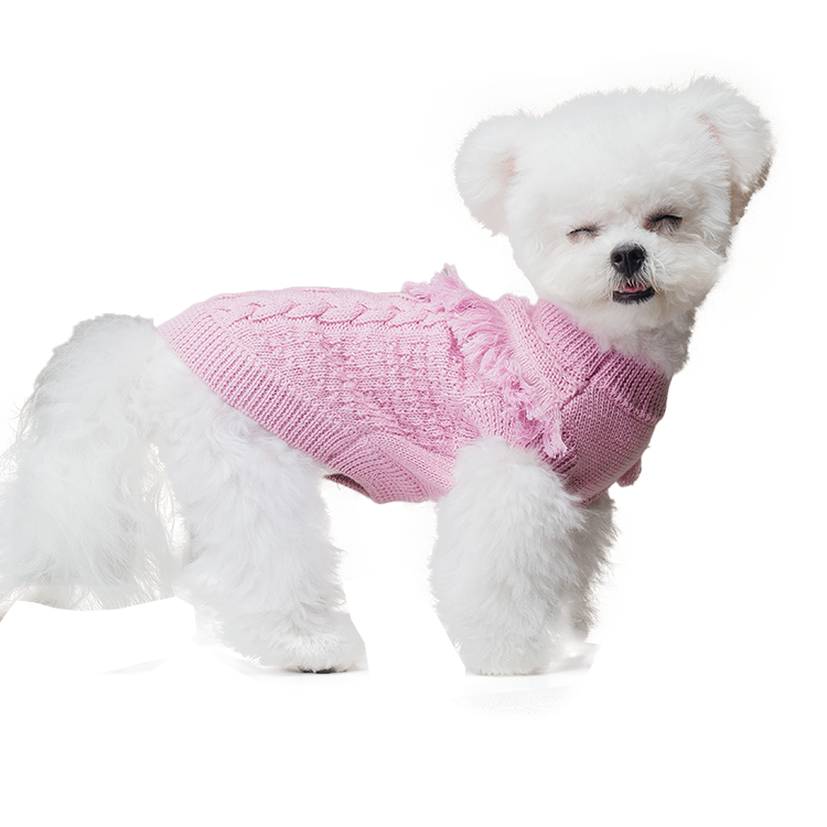 Diamond Knit Fringe Dog Sweater